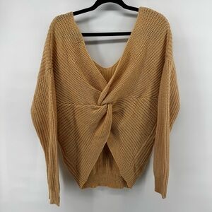 NWOT Love Tree Fashion Nova Mustard Camel Twist Back Sweater Large